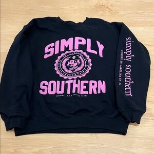 Simply Southern Black Pullover Sweatshirt with Pink Logo